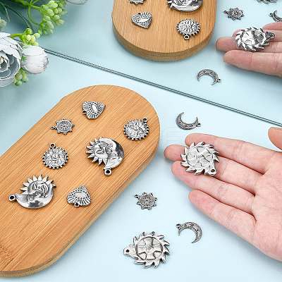 12Pcs 6 Style 304 Stainless Steel Pendants STAS-DC0003-38-1
