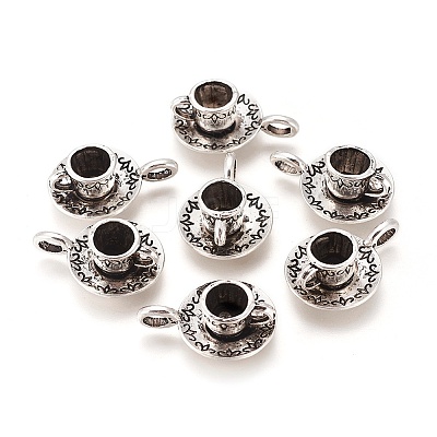 Coffee Cup Tibetan Style Alloy Pendants TIBEP-A13415-AS-RS-1