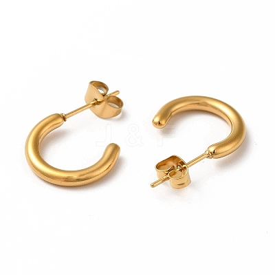 304 Stainless Steel Ring Stud Earrings EJEW-C004-12C-G-1