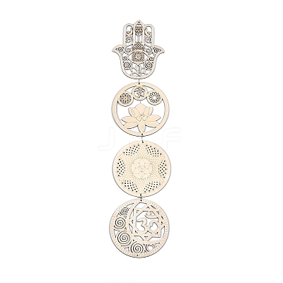 DIY Unfinished Bohemian Meditation Energy Symbol Wood Pendant Decoration Kits DIY-B060-01-1