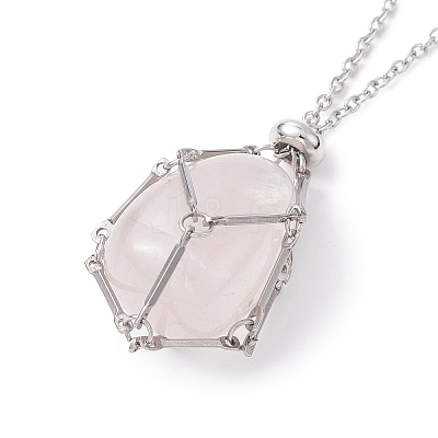 Crystal Holder Cage Necklace NJEW-JN04585-1