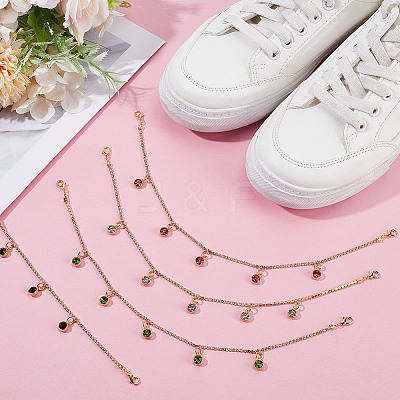 12Pcs 6 Colors Alloy Glass Rhinestone Shoe Chains HJEW-DR00105-1