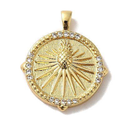 Brass Micro Pave Cubic Zirconia Pendants KK-U027-19G-1