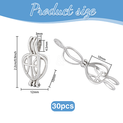 30Pcs Alloy Hollow Teardrop Bead Cage Pendants KK-PH0014-16-1