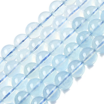 Natural Aquamarine Beads Strands G-G344-A07-8mm-1