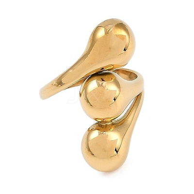 304 Stainless Steel Open Cuff Rings for Women RJEW-A049-01A-G-1