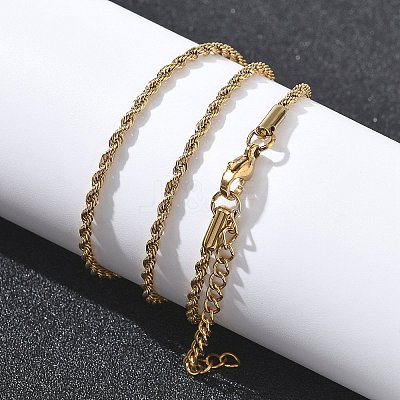 10Pcs 2MM 304 Stainless Steel Rope Chain Necklaces NJEW-G203-08G-1