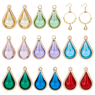 16Pcs 8 Colors Glass Gourd Pendants KK-PH0013-31-1
