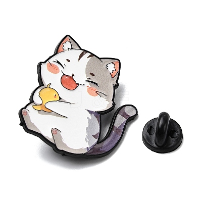 Cat with Bird Enamel Pins JEWB-I055-05EB-01-1