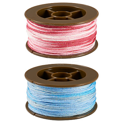 2 Rolls 2 Colors Segment Dyed Round Polyester Twisted Cords OCOR-TA0003-59D-1