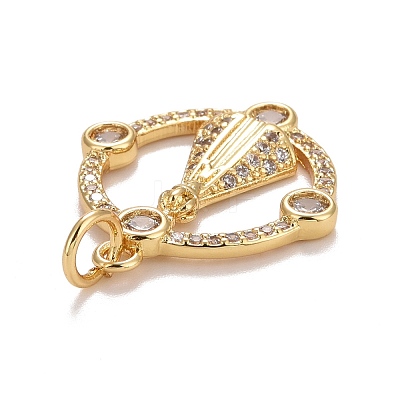 Rack Plating Brass Cubic Zirconia Pendants Findings KK-E275-24G-1