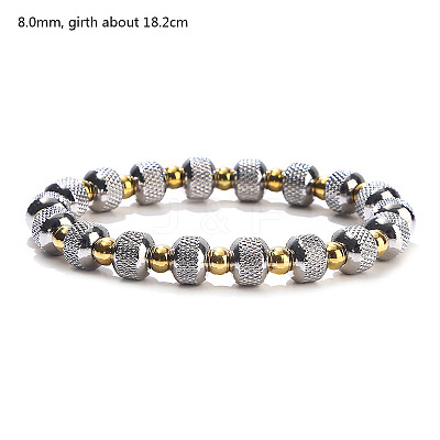 Two Tone 8MM 304 Stainless Steel Diamond Cut Rondelle Beads Stretch Bracelets WG8EF3C-02-1