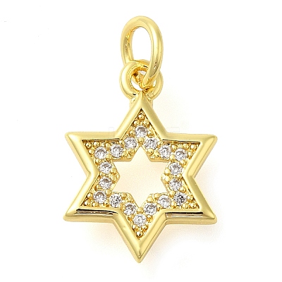 Star Rack Plating Brass Micro Pave Cubic Zirconia Pendants KK-S396-26-1