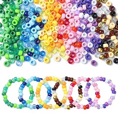 480Pcs 6 Colors Opaque & Transparent Plastic Beads KY-YW0001-75A-1