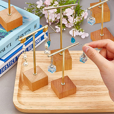 6Pcs 3 Sizes Iron T Bar Earring Display Stands EDIS-FG0001-77-1