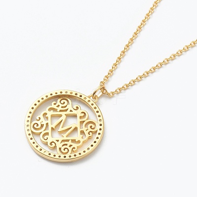 Brass Micro Pave Clear Cubic Zirconia Pendant Necklaces NJEW-J059-01M-1