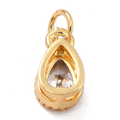 Real 18K Gold Plated Brass Inlaid Cubic Zirconia Charms ZIRC-L100-077G-01-1