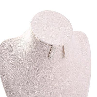 Bust Shaped Microfiber & Wood Jewelry Necklace & Earrings Display Stands NDIS-H042-01B-03-1