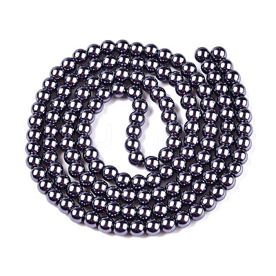 Baking Paint Pearlized Glass Pearl Round Bead Strands X-HY-Q330-8mm-73-1