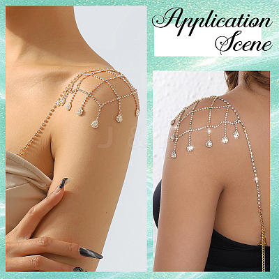 2Pcs Iron Rhinestone Sexy Shoulder Bra Body Chain FIND-GF0006-74B-1