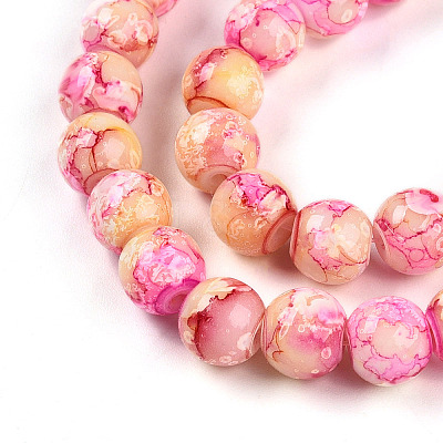 Baking Paint Glass Beads Strands DGLA-N003-8mm-A01-1
