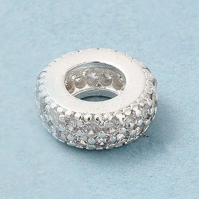 Rack Plating Brass Cubic Zirconia European Beads KK-K372-12S-1