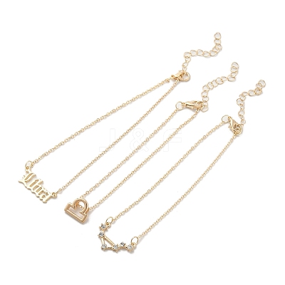 3Pcs Alloy Rhinestones Anklets LS-AJEW-S083-01G-11-1