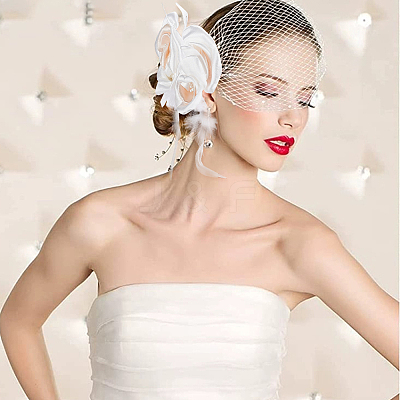 Bridal Mesh Veil Floral Cloth Hair Combs MRMJ-WH0077-096-1