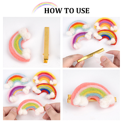 10Pcs 5 Colors Handwork Felt Needle Felting Rainbow Ornaments AJEW-BC0001-98-1