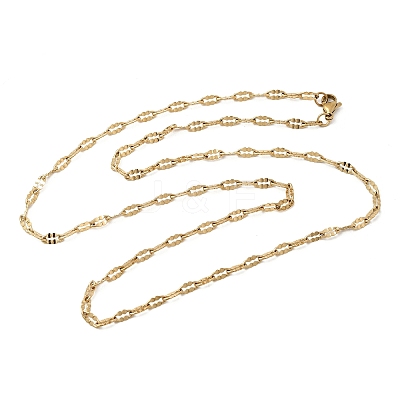304 Stainless Steel Dapped Cable Chain Necklaces STAS-O053-28G-1