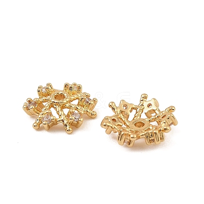 Brass Micro Pave Clear Cubic Zirconia Bead Caps KK-K374-24G-1