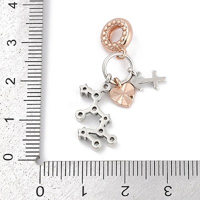Brass Pendants with Cubic Zirconia European Beads KK-Q015-01K-1