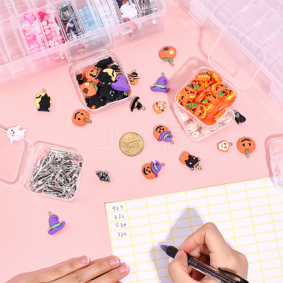 3 Bags Rectangle Plastic Organizer Storage Boxes with 30Pcs Mini Square Nail Art Small Items Cases and 168Pcs Label Printer Paper CON-DR0001-08-1