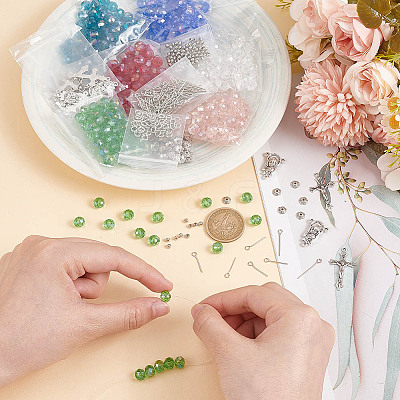 DIY Rosary Beaded Style Necklaces Bracelet Making Finding Kit DIY-AR0003-72-1