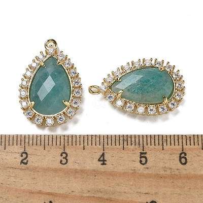 Natural Amazonite Faceted Teardrop Pendants G-I375-01G-12-1