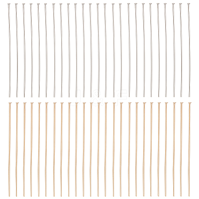 500Pcs 2 Colors 304 Stainless Steel Flat Head Pins STAS-SC0005-49-1