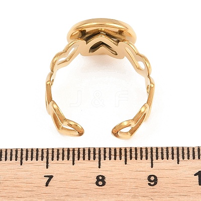 Hollow Heart 304 Stainless Steel Open Cuff Ring Components STAS-F366-08C-G-1