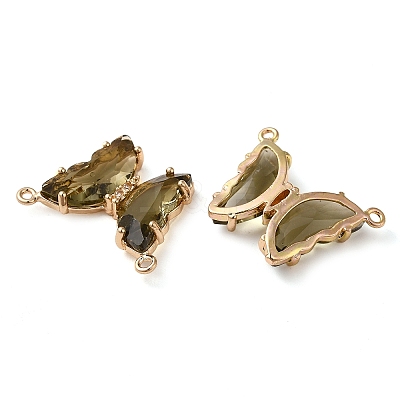 Brass Pave Faceted Glass Connector Charms FIND-Z020-03D-1