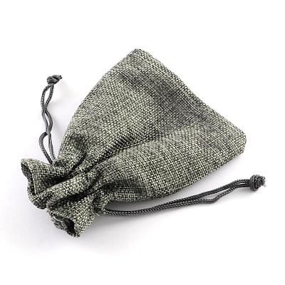 Polyester Imitation Burlap Packing Pouches Drawstring Bags ABAG-R005-18x13-04-1