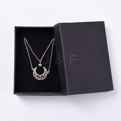 Brass Pendant Necklace Sets NJEW-JN02485-1