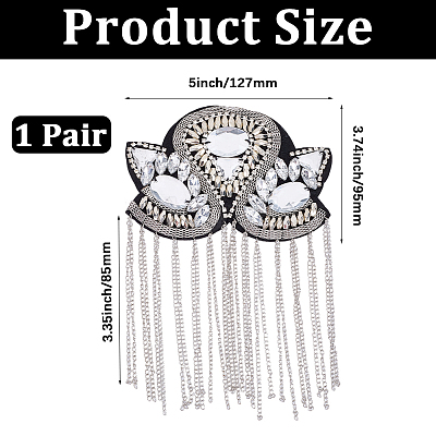 Flower Iron Chain Tassel with Rhinestone Epaulettes AJEW-WH20006-326B-P-1