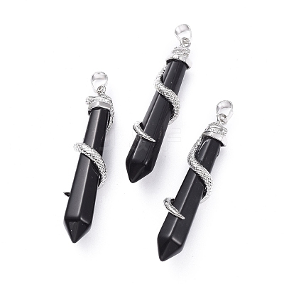 Natural Obsidian Big Pointed Pendants G-F696-B01-1