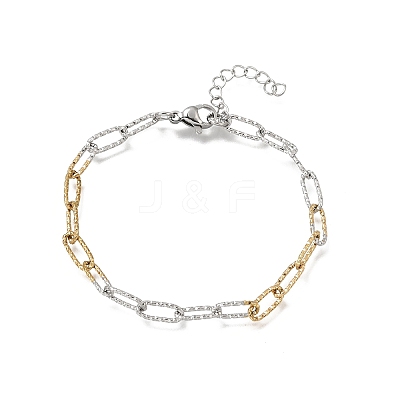 4MM Two Tone 304 Stainless Steel Textured Paperclip Chain Bracelets for Man and Women SA-CBAB767-08GP-1