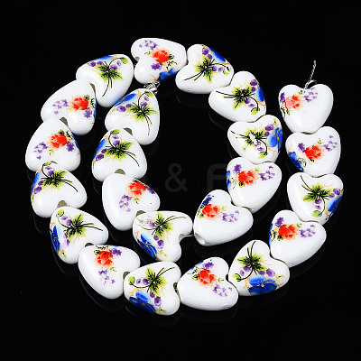 Handmade Porcelain Ceramic Beads Strands PORC-S502-043B-1