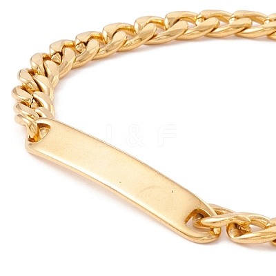 Ion Plating(IP) 304 Stainless Steel Curb Chain with Bar Link Bracelet for Men Women BJEW-F428-01A-G-1