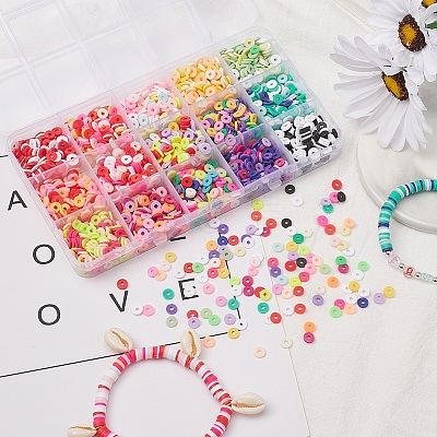 2400Pcs 15 Colors Handmade Polymer Clay Beads CLAY-YW0001-27B-1