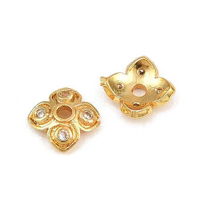 Brass Micro Pave Clear Cubic Zirconia Bead Caps CU-CBA6A75-26G-1