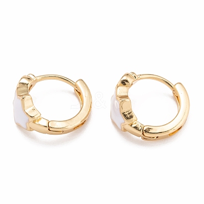 Brass Micro Pave Clear Cubic Zirconia Huggie Hoop Earrings EJEW-P187-B11-1