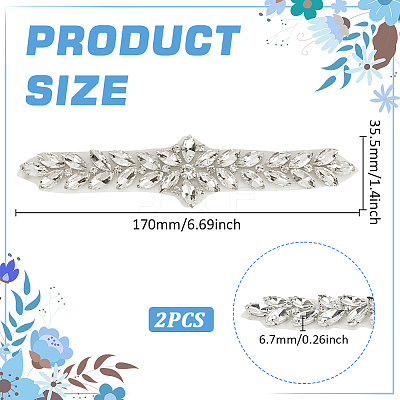 2Pcs Zinc Alloy with Rhinestone Sew on Appliques PATC-FG0002-19-1