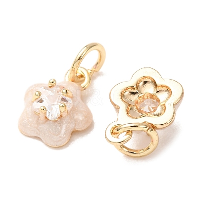 Brass Micro Pave Clear Cubic Zirconia with Enamel Charms CU-K002-53G-B-1